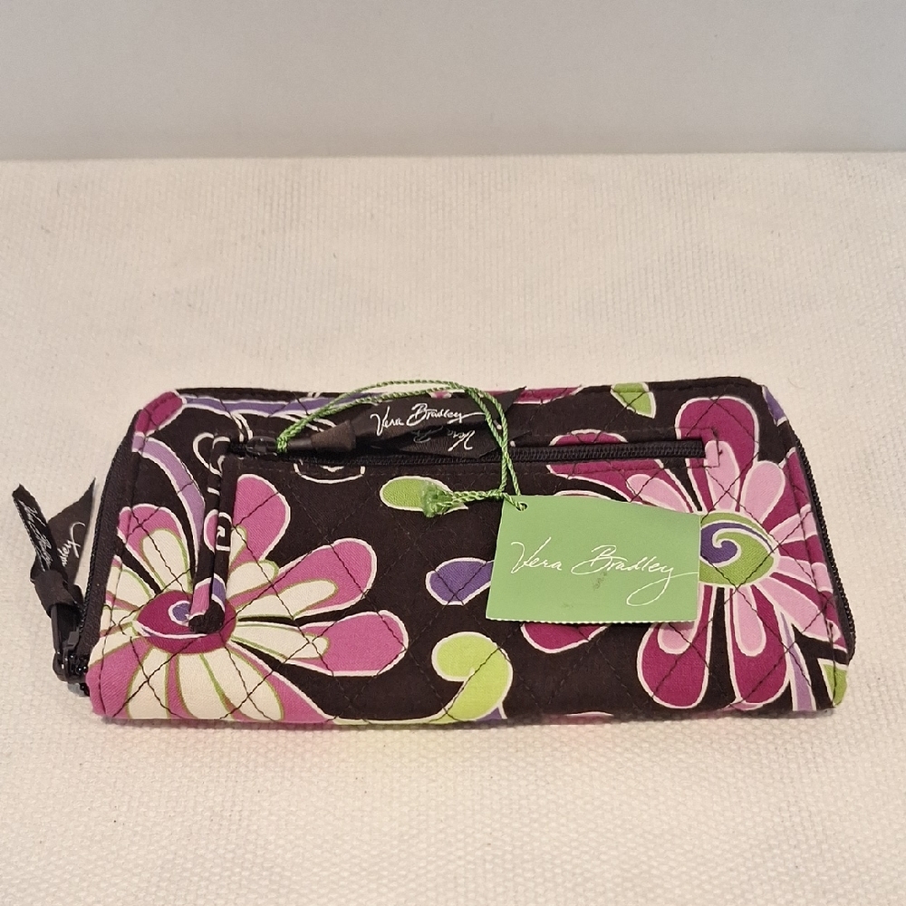 Vera Bradley Women's Floral Zip-around Wallet - Purple Punch Pink and Green Nwt